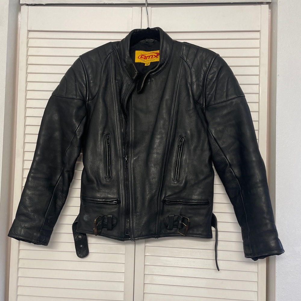 Black Motorcycle zip up leather jacket